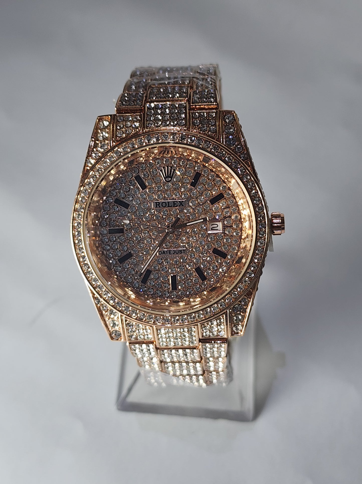 Rolex Diamond Multifunction Day Date Adjust Calendar Quartz