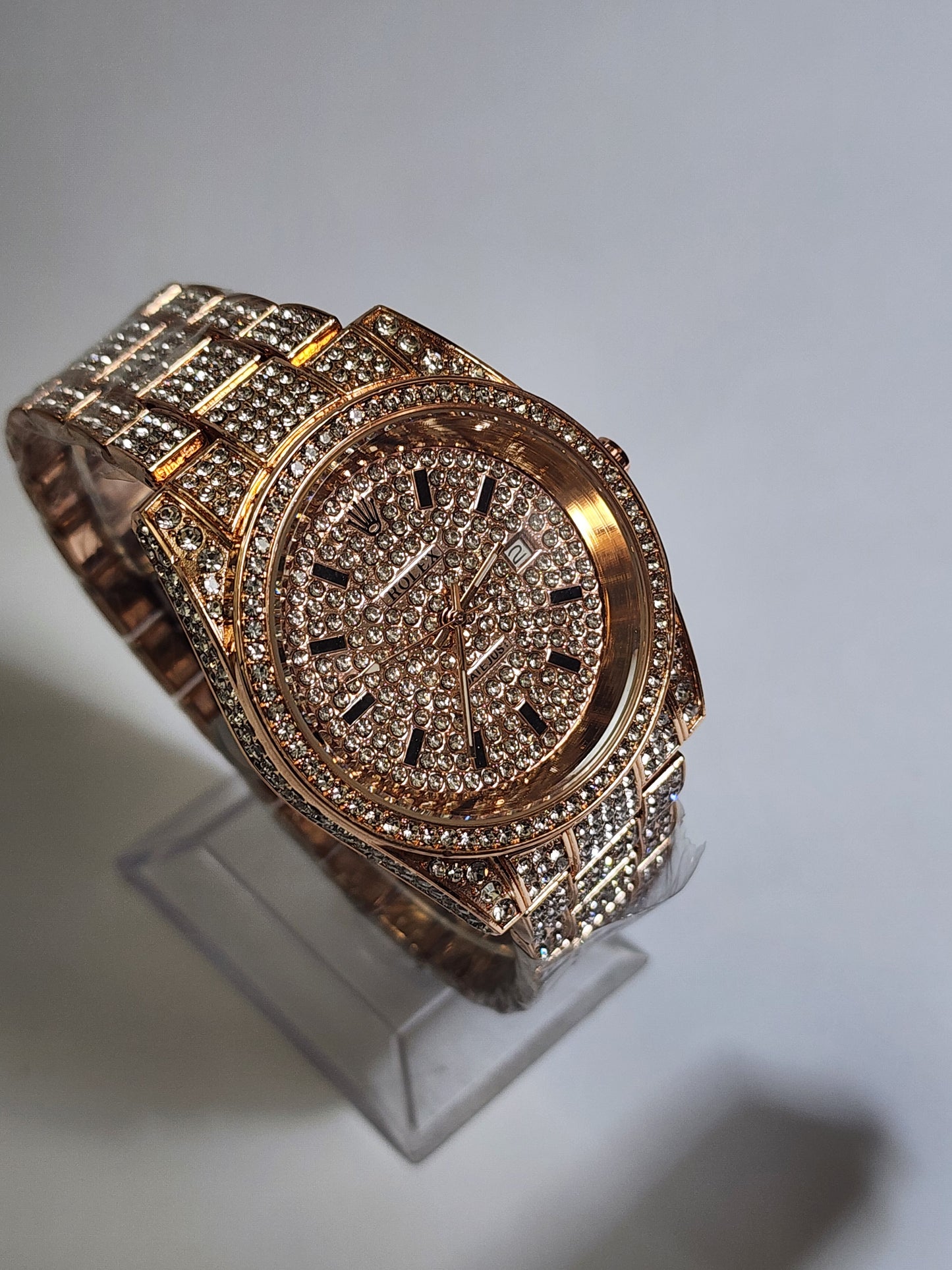 Rolex Diamond Multifunction Day Date Adjust Calendar Quartz